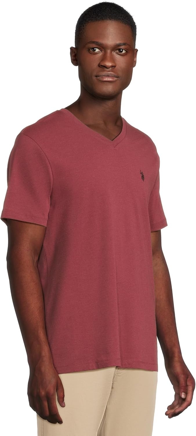 image:imageUS Polo Assn Mens Solid VNeck TShirtWine Valley Heather