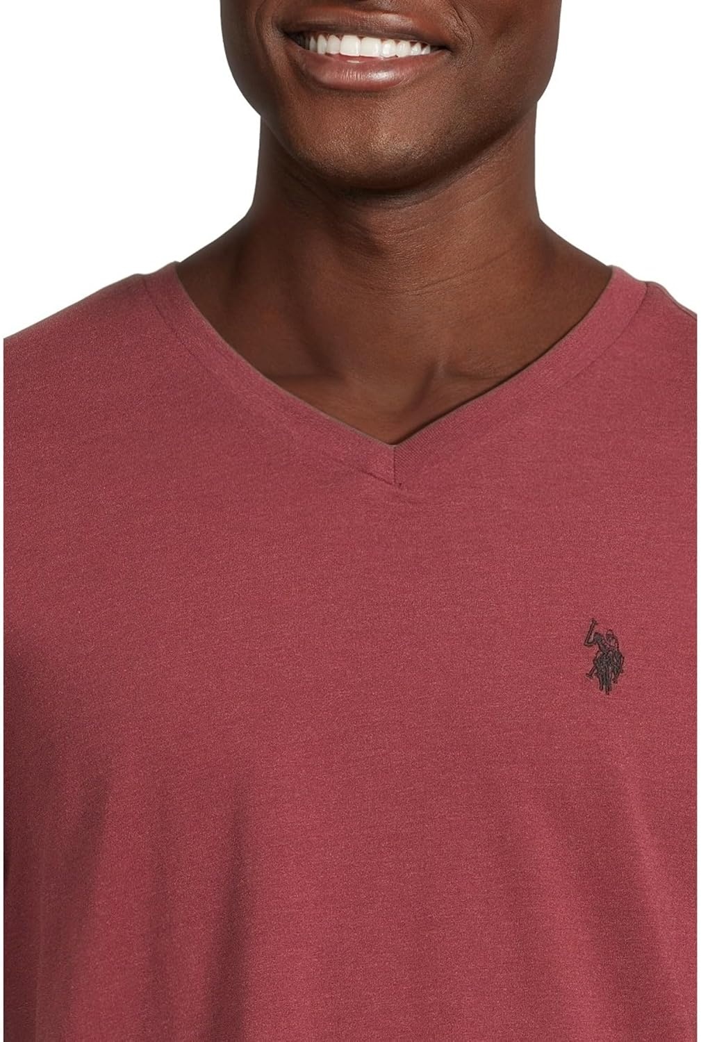 image:imageUS Polo Assn Mens Solid VNeck TShirtWine Valley Heather