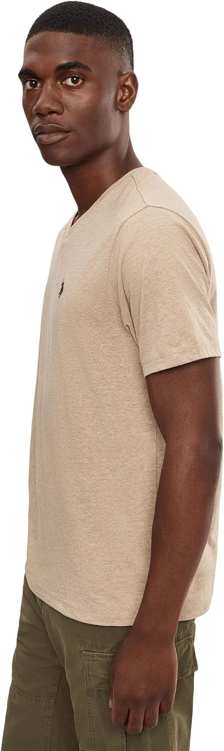 image:imageUS Polo Assn Mens VNeck TeeKhaki Heather