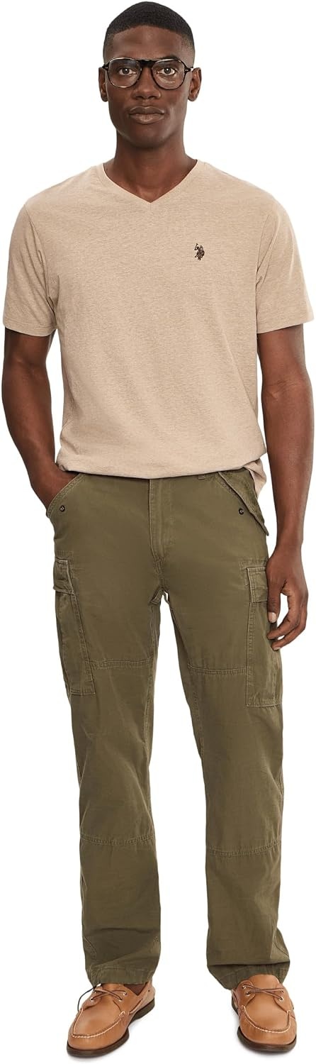 image:imageUS Polo Assn Mens VNeck TeeKhaki Heather