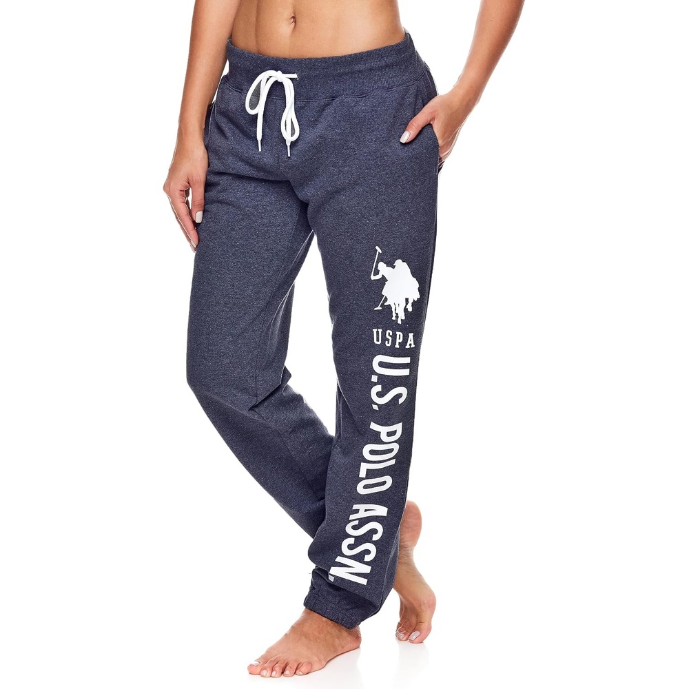 image:imageUS POLO ASSN Essentials Sweatpants with Pockets Comfy Breathable French Terry Womens JoggersDark Navy Heather4