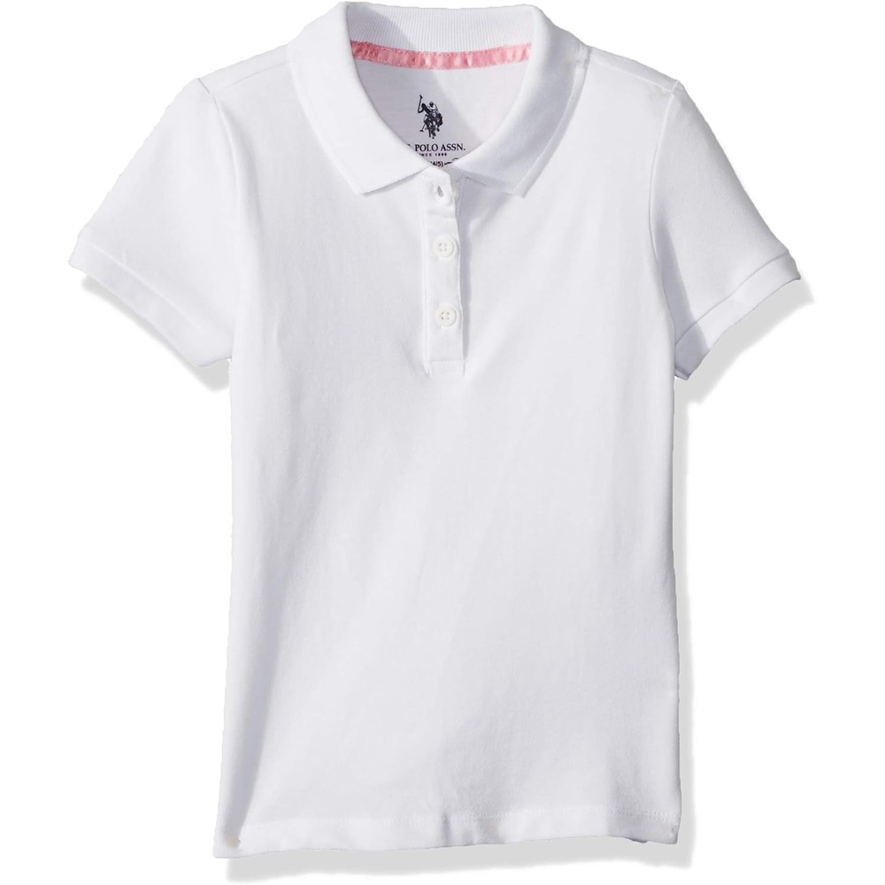 image:imageUS POLO ASSN Girls Short Sleeve Stretch Pique Polo ShirtWhite
