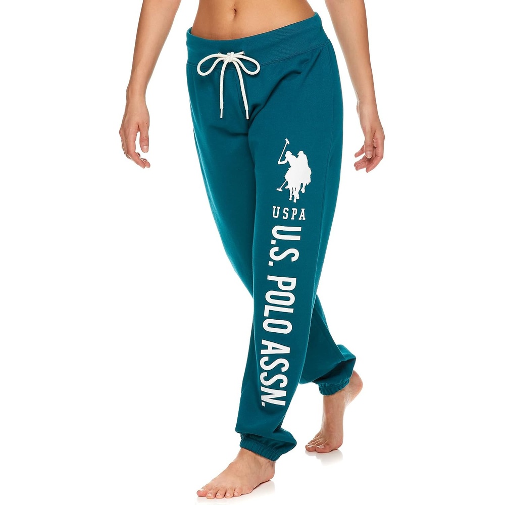image:imageUS POLO ASSN Womens Sweatpants  Women Joggers Sweats with Logo Print  French Terry PolyCottonDark Green3