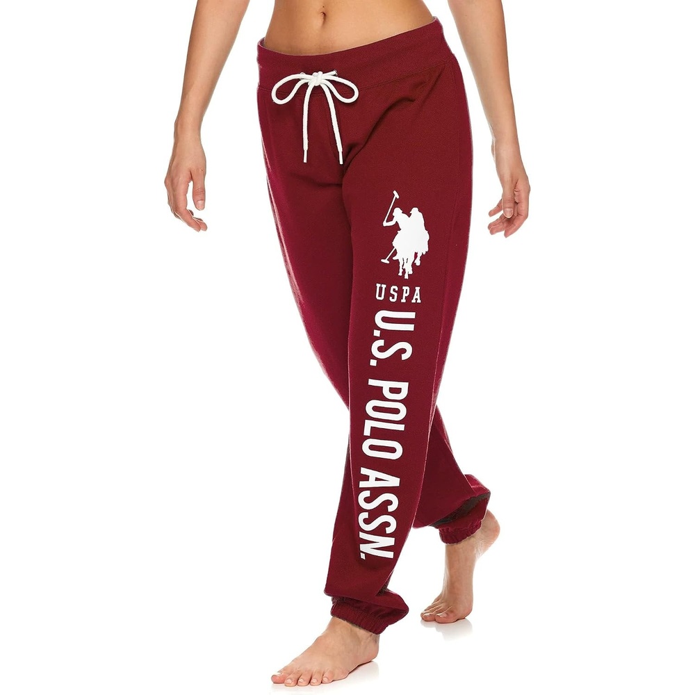 image:imageUS POLO ASSN Womens Sweatpants  Women Joggers Sweats with Logo Print  French Terry PolyCottonDeep Red