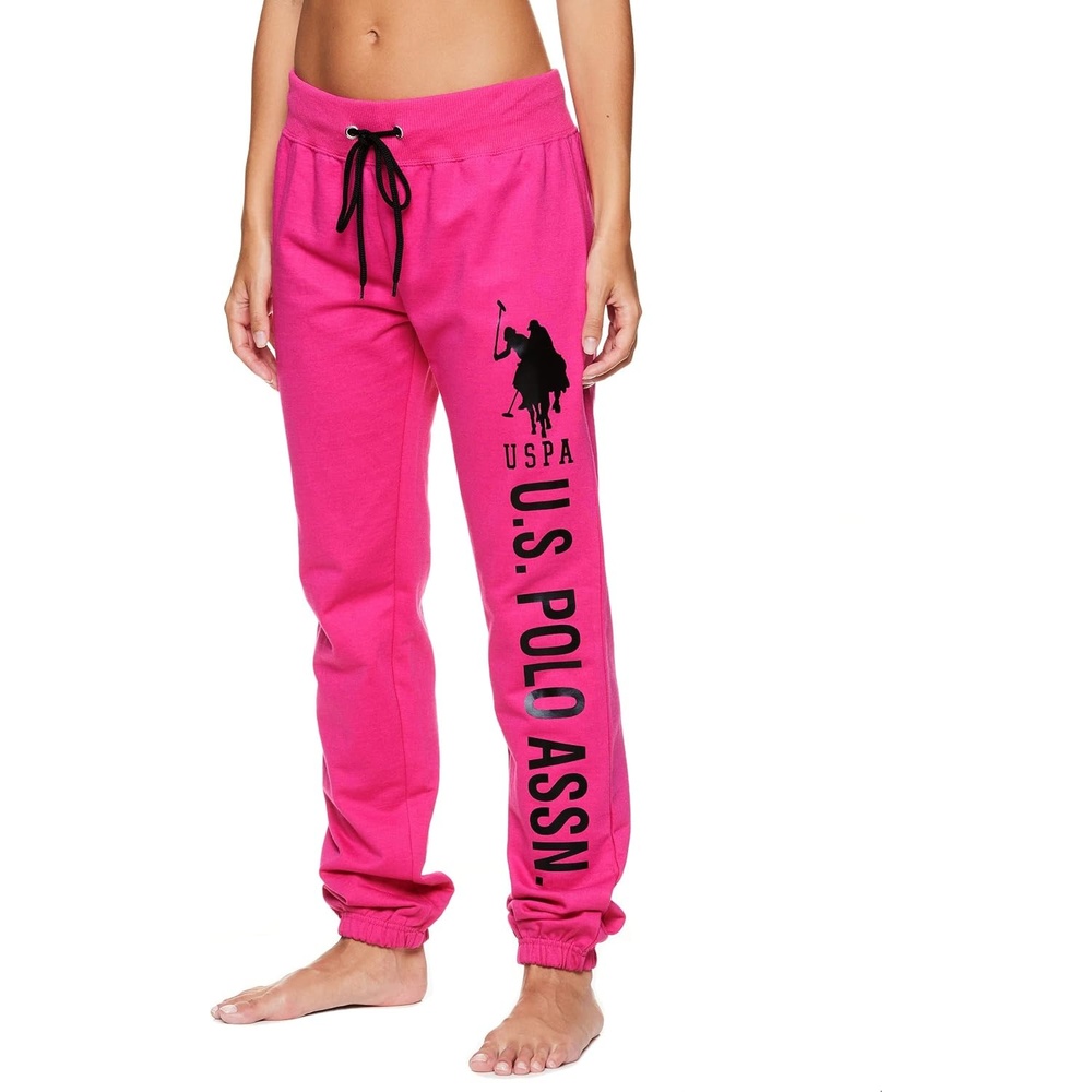 image:imageUS POLO ASSN Womens Sweatpants  Women Joggers Sweats with Logo Print  French Terry PolyCottonFuchsia3