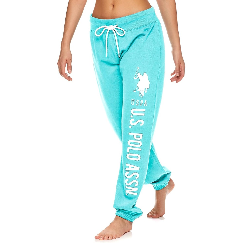 image:imageUS POLO ASSN Womens Sweatpants  Women Joggers Sweats with Logo Print  French Terry PolyCottonMint Heather3