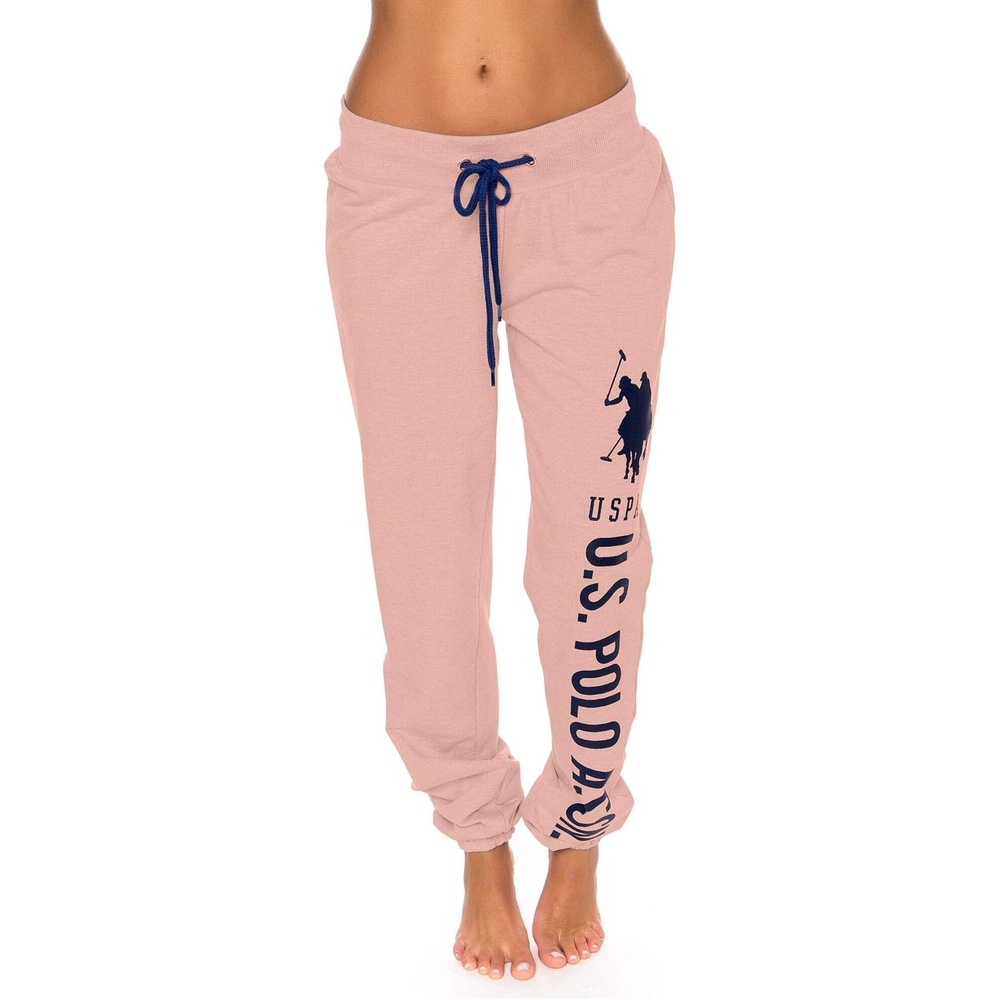 image:imageUS POLO ASSN Womens Sweatpants  Women Joggers Sweats with Logo Print  French Terry PolyCottonRose Smoke