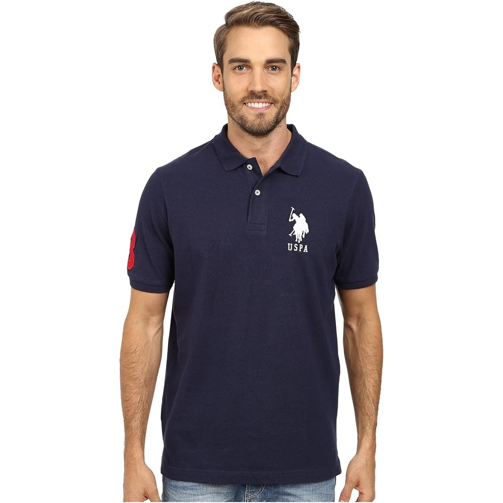image:imageUS Polo ASSN Mens Solid Pique Polo ShirtClassic NavyWhite
