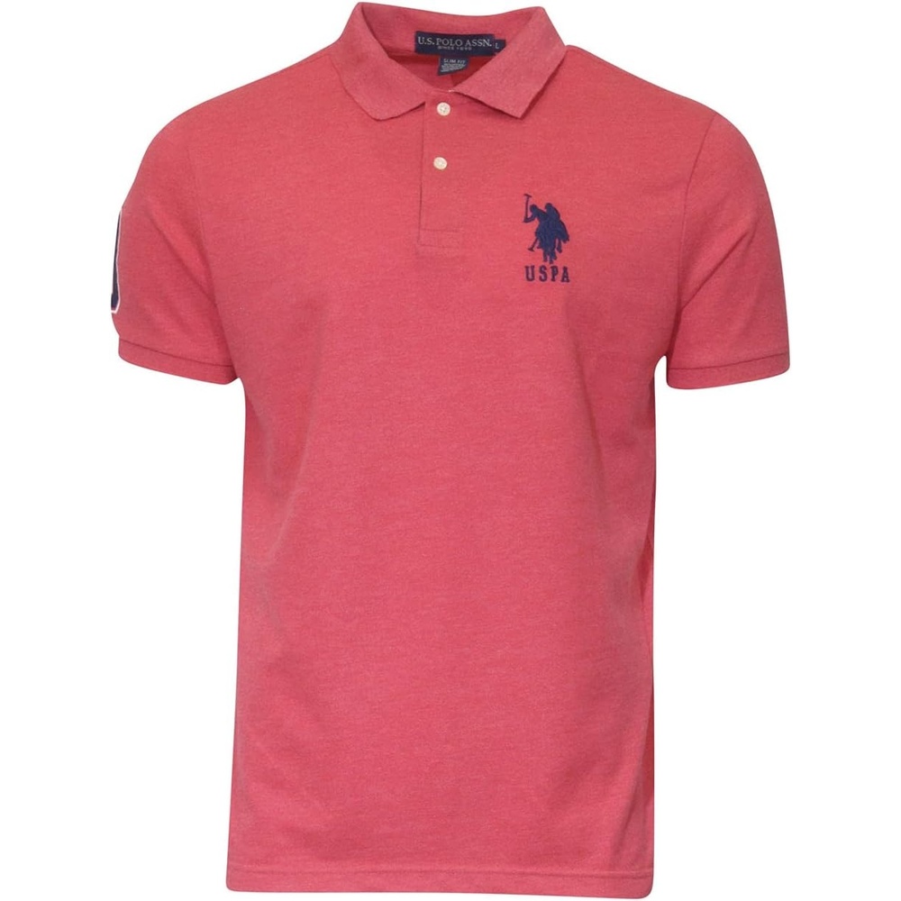 image:imageUS Polo ASSN Mens Solid Pique Polo ShirtNantucket Red Heather