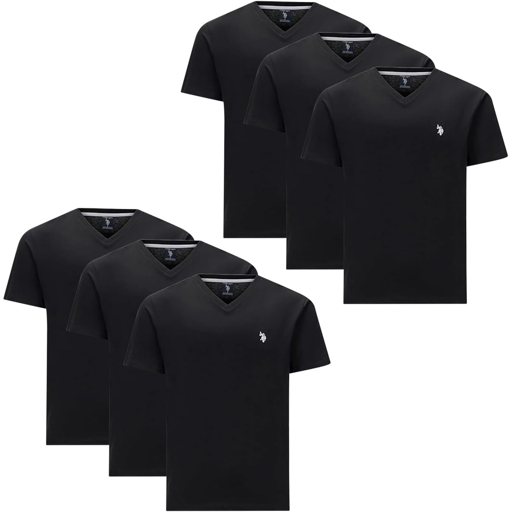 image:imageUS Polo Assn Mens Solid VNeck TShirtBlack 6pack