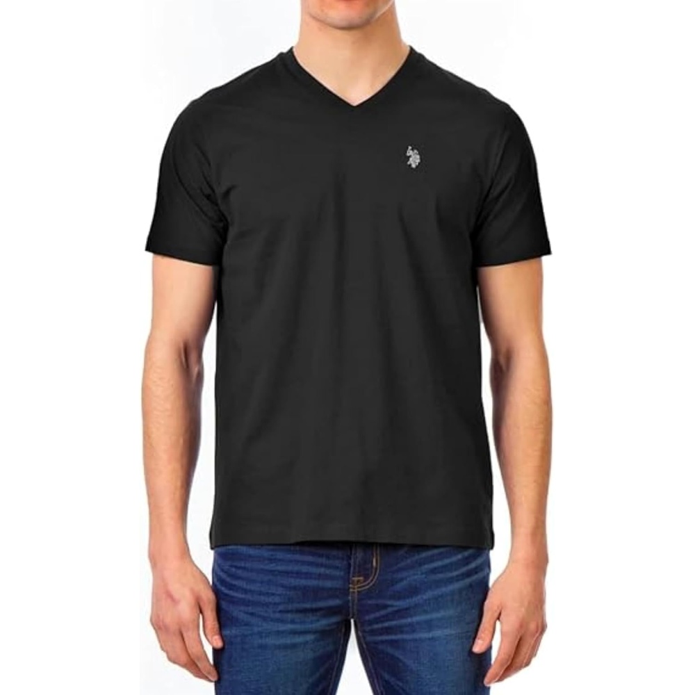 image:imageUS Polo Assn Mens Solid VNeck TShirtBlack Heather