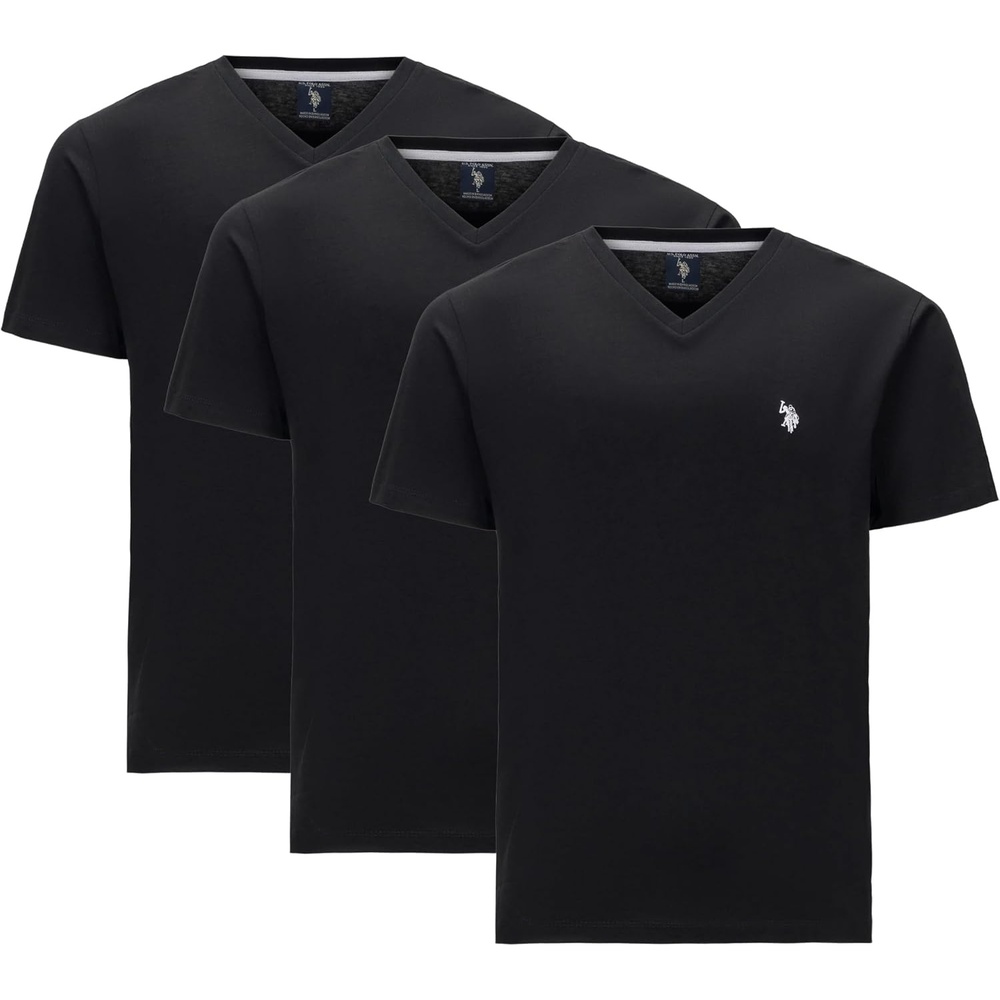 image:imageUS Polo Assn Mens Solid VNeck TShirtBlackBlackBlack