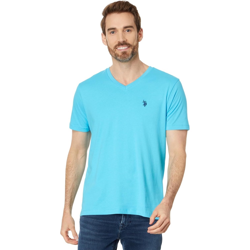 image:imageUS Polo Assn Mens Solid VNeck TShirtBlue Sea