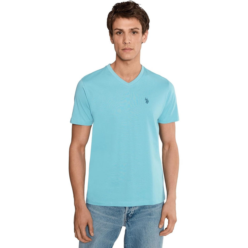 image:imageUS Polo Assn Mens Solid VNeck TShirtCanyon Blue