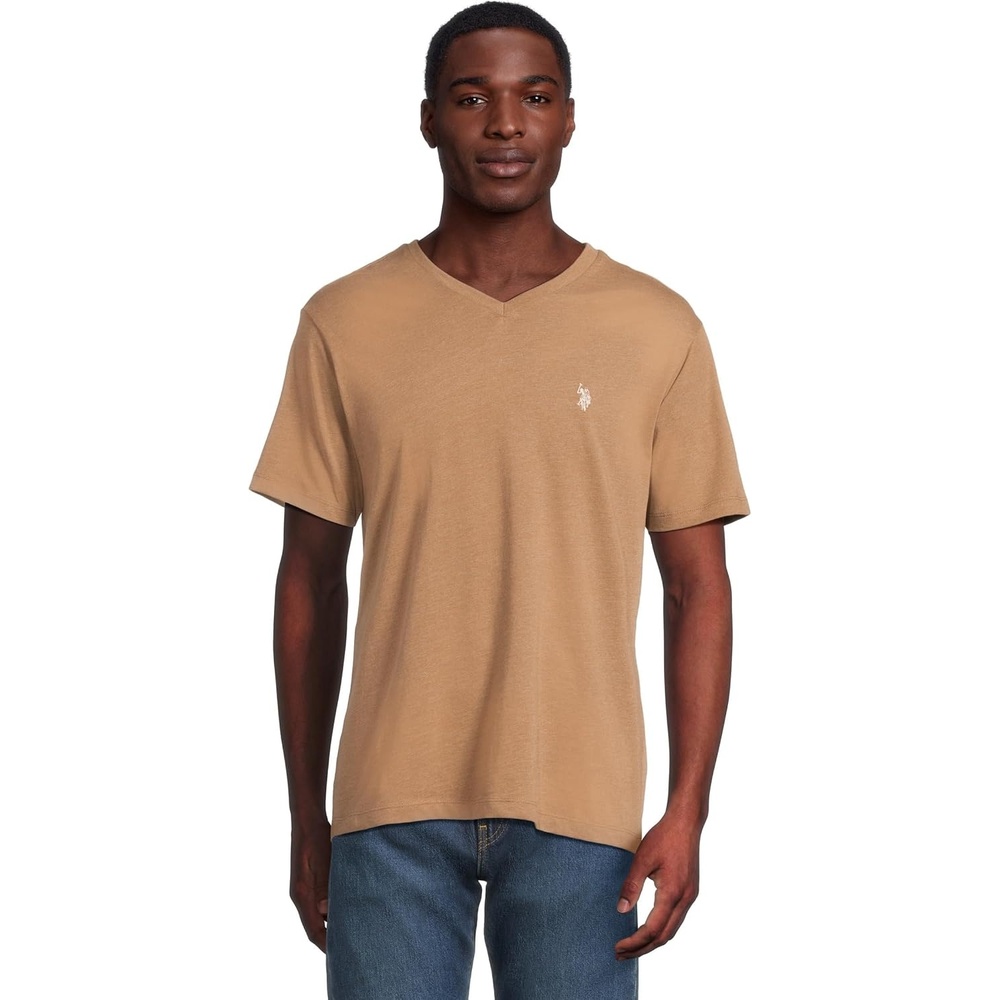 image:imageUS Polo Assn Mens Solid VNeck TShirtCoffee Heather