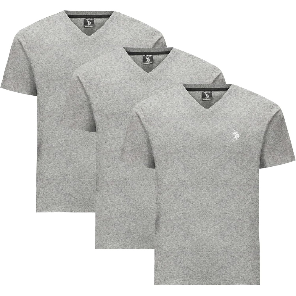 image:imageUS Polo Assn Mens Solid VNeck TShirtHeather Gray 3pack