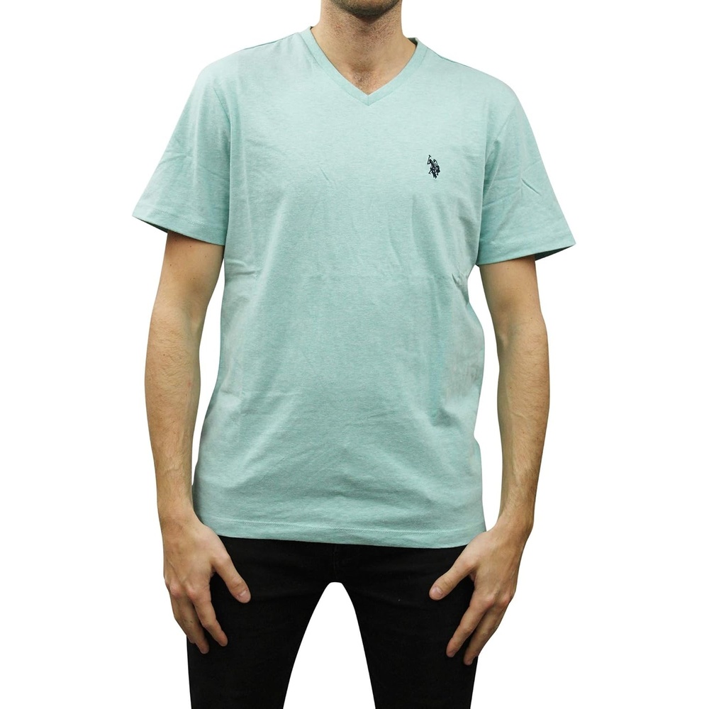 image:imageUS Polo Assn Mens Solid VNeck TShirtJade Green Heather