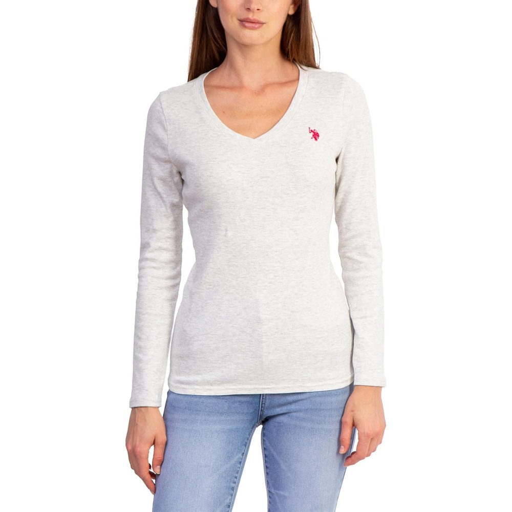 image:imageUS Polo Assn Mens Solid VNeck TShirtOatmeal Heather