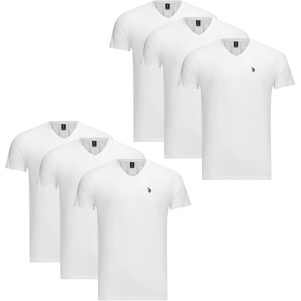 image:imageUS Polo Assn Mens Solid VNeck TShirtWhite 6pack