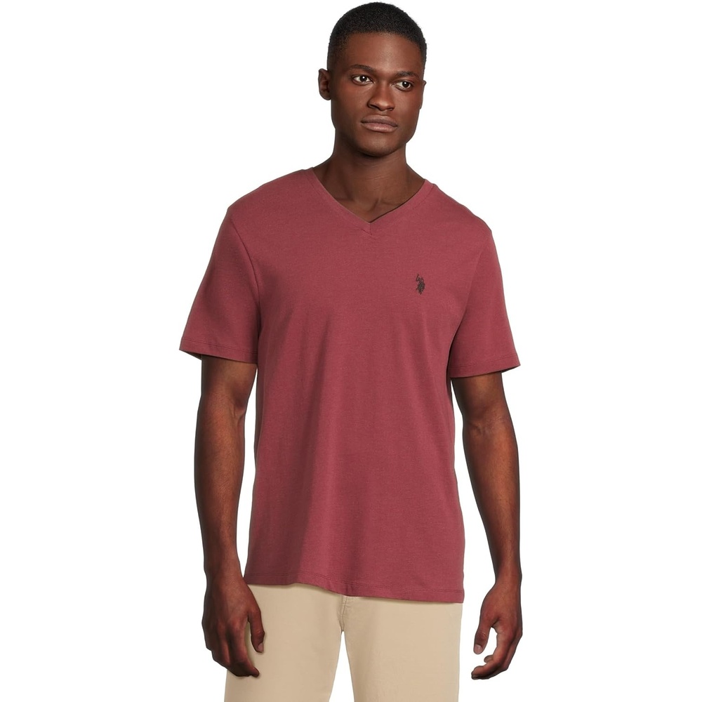 image:imageUS Polo Assn Mens Solid VNeck TShirtWine Valley Heather