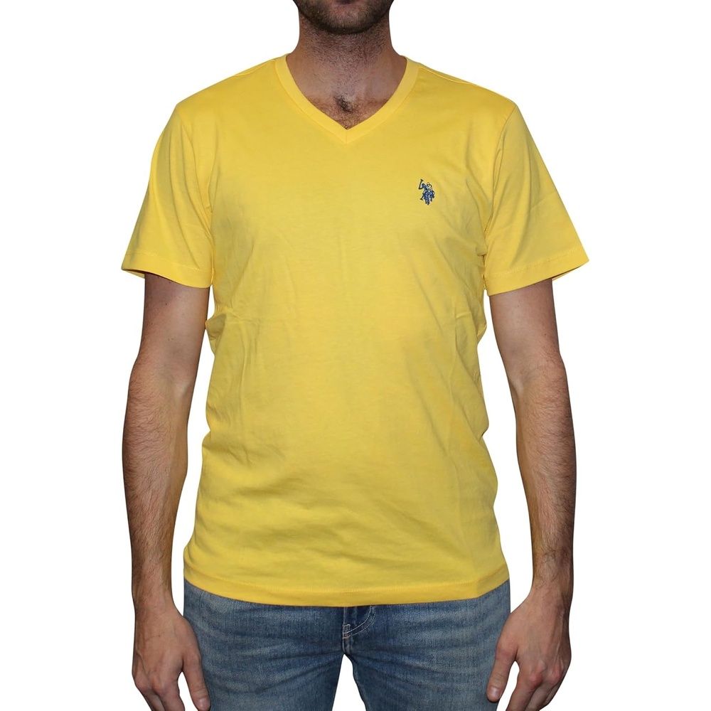 image:imageUS Polo Assn Mens Solid VNeck TShirtWinning Yellow