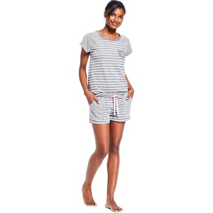 U.S. POLO ASSN. Cotton Pajamas for Women Set Short Sleeve, Tee and Shorts with Pockets(Charcoal Heather)