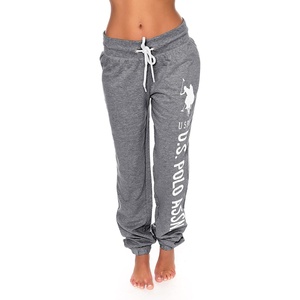 U.S. POLO ASSN. Essentials Sweatpants with Pockets, Comfy, Breathable French Terry Womens Joggers(Charcoal Heather With White Print)