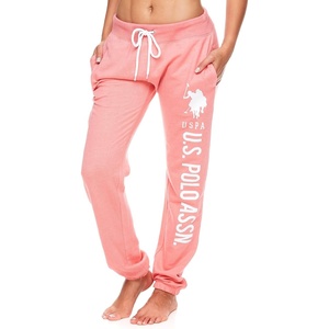 U.S. POLO ASSN. Essentials Sweatpants with Pockets, Comfy, Breathable French Terry Womens Joggers(Coral-heather)