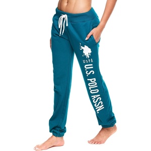 U.S. POLO ASSN. Essentials Sweatpants with Pockets, Comfy, Breathable French Terry Womens Joggers(Dark Green)