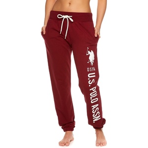 U.S. POLO ASSN. Essentials Sweatpants with Pockets, Comfy, Breathable French Terry Womens Joggers(Deep Red4)