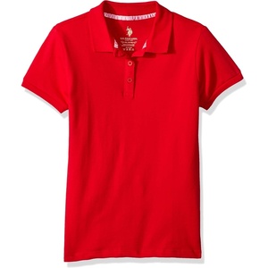 U.S. POLO ASSN. Girls Short Sleeve Stretch Pique Polo Shirt(Red)