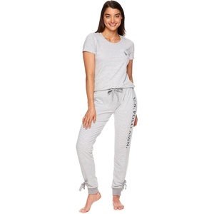 U.S. POLO ASSN. Women’s Lounge and Pajama Set – Short-Sleeve Top and Jogger Pajamas for Women(Heather-grey 2)