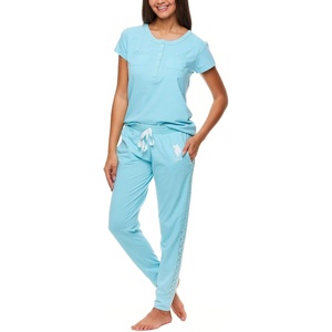 U.S. POLO ASSN. Womens Pajama Set with Pockets – Short Sleeve Shirt and Pajama Pants Pj Set(Mint Heather)