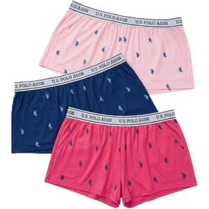 U.S. POLO ASSN. Womens Pajama Shorts with Pockets, Elastic Waist Sleep Shorts for Women, Lounge Short(3 Pack Rose Heather)