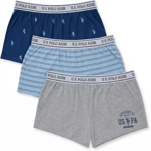 U.S. POLO ASSN. Womens Pajama Shorts with Pockets, Elastic Waist Sleep Shorts for Women, Lounge Short(Blue)