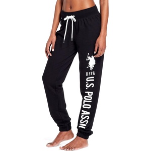 U.S. POLO ASSN. Womens Sweatpants – Women Joggers Sweats with Logo Print – French Terry Poly-Cotton(Black With White Print)