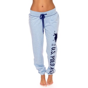 U.S. POLO ASSN. Womens Sweatpants – Women Joggers Sweats with Logo Print – French Terry Poly-Cotton(Blue Yonder Heather With Navy Blue Print)
