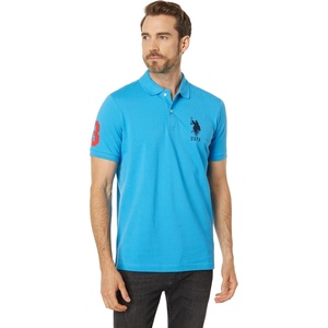 U.S. Polo ASSN. Mens Solid Pique Polo Shirt(Beacon Blue)