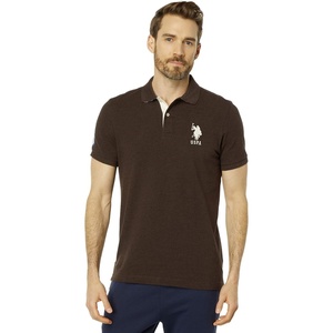 U.S. Polo ASSN. Mens Solid Pique Polo Shirt(Brown Heather)