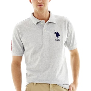U.S. Polo ASSN. Mens Solid Pique Polo Shirt(Light Heather Gray)