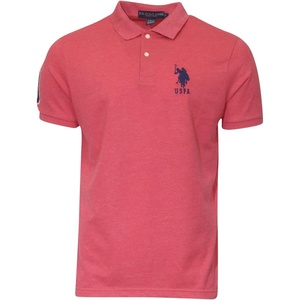 U.S. Polo ASSN. Mens Solid Pique Polo Shirt(Nantucket Red Heather)
