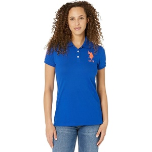 U.S. Polo Assn. Junior’s Neon Logos Short Sleeve Polo Shirt(Blue Raft)