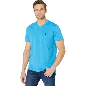 U.S. Polo Assn. Men’s Solid V‑Neck T-Shirt(Blue Fin Heather)