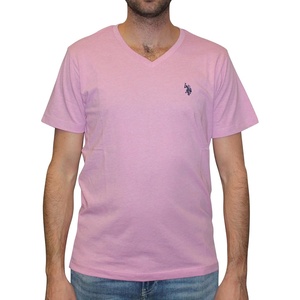 U.S. Polo Assn. Men’s Solid V‑Neck T-Shirt(Cali Pink Heather)