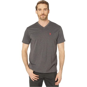 U.S. Polo Assn. Men’s Solid V‑Neck T-Shirt(Dark Heather Grey)