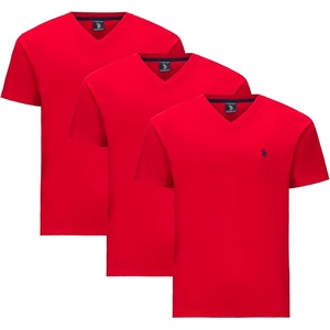 U.S. Polo Assn. Men’s Solid V‑Neck T-Shirt(Engine Red (3-pack))