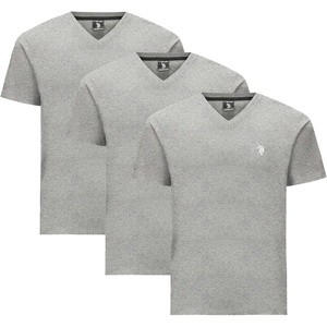 U.S. Polo Assn. Men’s Solid V‑Neck T-Shirt(Heather Gray (3-pack))