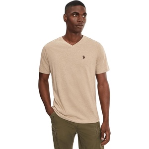 U.S. Polo Assn. Men’s Solid V‑Neck T-Shirt(Khaki Heather)