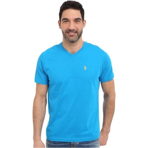 U.S. Polo Assn. Men’s Solid V‑Neck T-Shirt(Teal Blue)