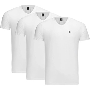 U.S. Polo Assn. Men’s Solid V‑Neck T-Shirt(White/White/White)